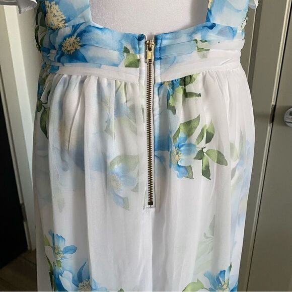 Disney Princess Line White and Blue Floral Maxi Overlay Romper Size L - Picture 4 of 13